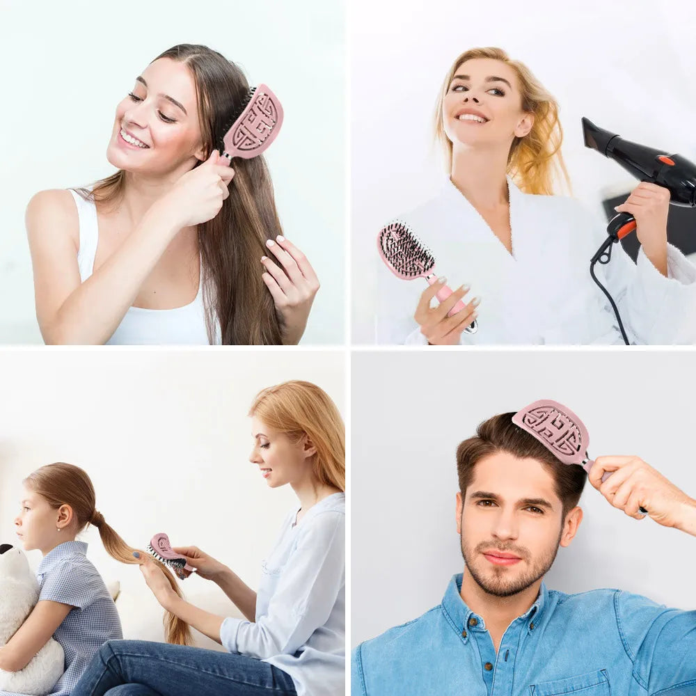 Denman Brush Boar Bristle Hair Brush Comb Scalp Massage Hair Brush Women Curly Detangler Styling Tools for Women'S Hair Brush