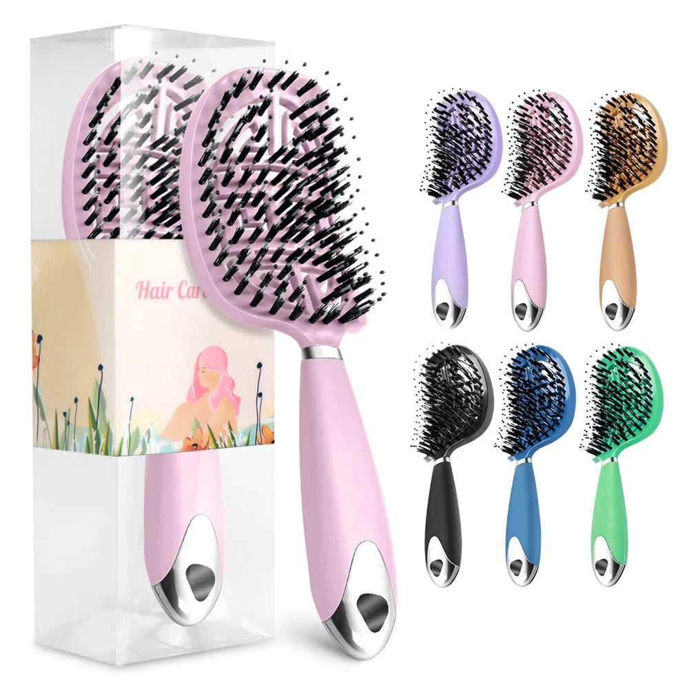 Denman Brush Boar Bristle Hair Brush Comb Scalp Massage Hair Brush Women Curly Detangler Styling Tools for Women'S Hair Brush