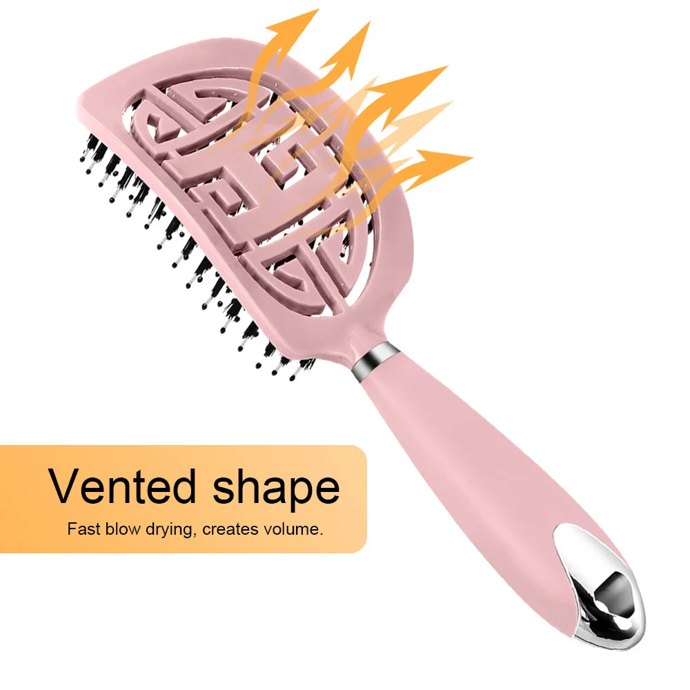 Denman Brush Boar Bristle Hair Brush Comb Scalp Massage Hair Brush Women Curly Detangler Styling Tools for Women'S Hair Brush
