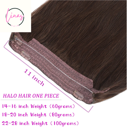 Halo Hair Extensions 100% Human Hair 14-28 Inch Hidden Clips