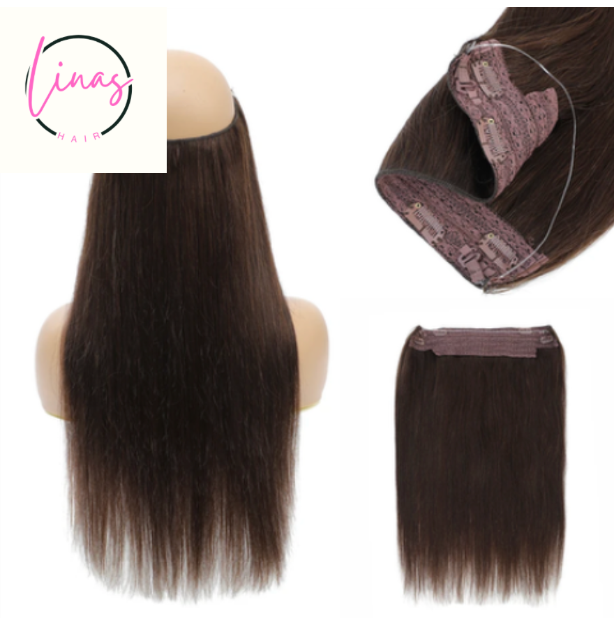 Halo Hair Extensions 100% Human Hair 14-28 Inch Hidden Clips