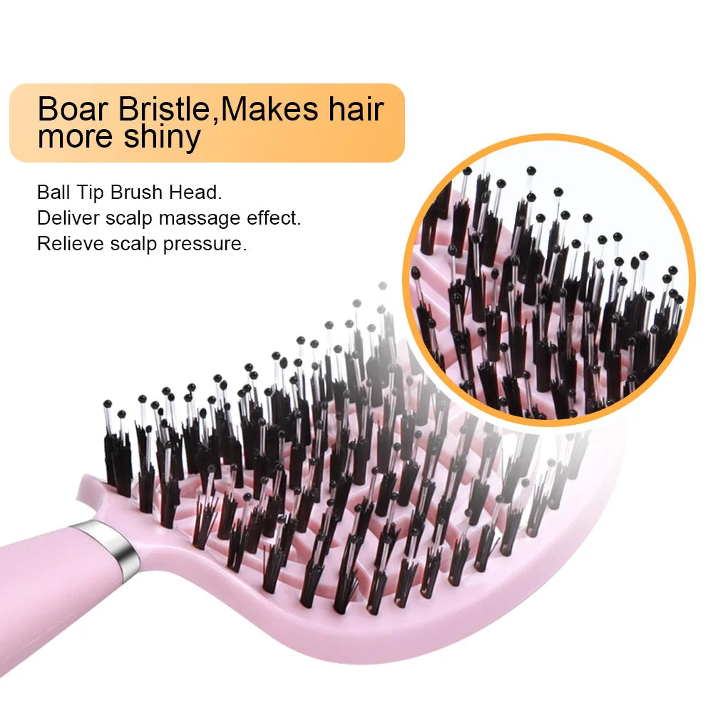 Denman Brush Boar Bristle Hair Brush Comb Scalp Massage Hair Brush Women Curly Detangler Styling Tools for Women'S Hair Brush