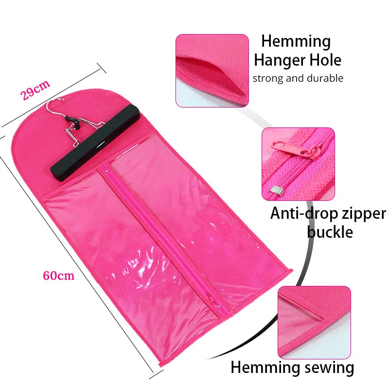 Wig Storage Bag with Hanger Holder Case Wigs Pouch Water Dust-Proof Organizer Protect for Professional Hair Extensions