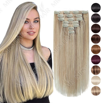 Clip in Hair Extension Human Hair Real Natural Clip in Hair Extension Double Weft Full Head 7PCS Clip Ins for Add Volume