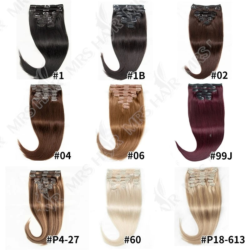 Clip in Hair Extension Human Hair Real Natural Clip in Hair Extension Double Weft Full Head 7PCS Clip Ins for Add Volume