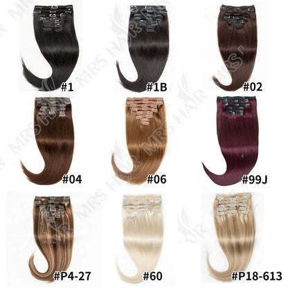 Clip in Hair Extension Human Hair Real Natural Clip in Hair Extension Double Weft Full Head 7PCS Clip Ins for Add Volume