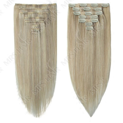 Clip in Hair Extension Human Hair Real Natural Clip in Hair Extension Double Weft Full Head 7PCS Clip Ins for Add Volume
