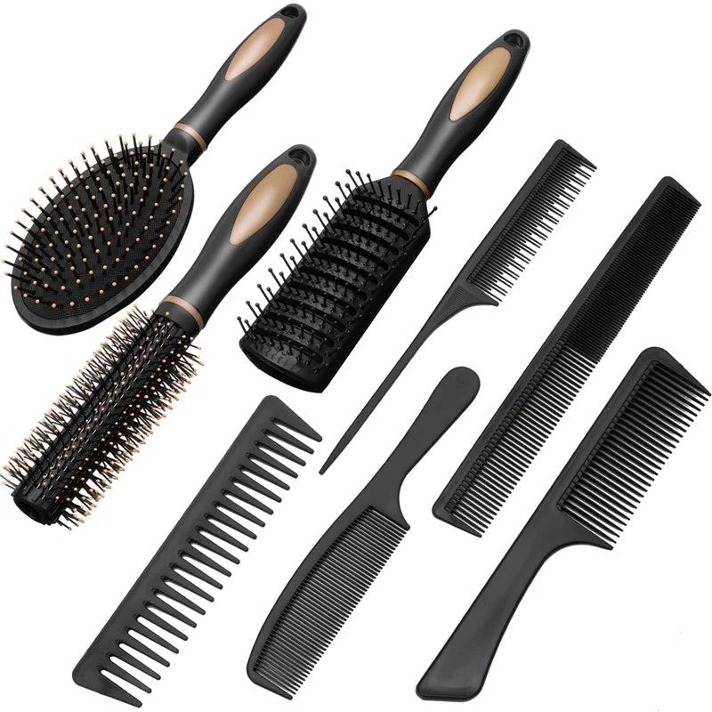 8 Pieces Detangling Styling Comb Set, anti Static Massage Oval Comb, Rat Tail Comb, Wide Tooth Detangling Comb for Women Men Straight, Curly All Hair Types