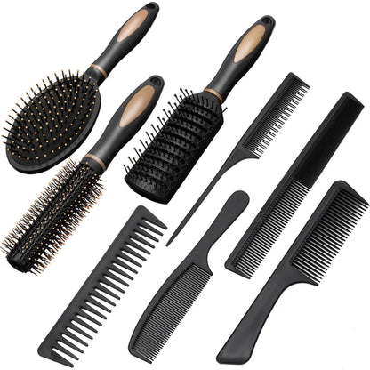 8 Pieces Detangling Styling Comb Set, anti Static Massage Oval Comb, Rat Tail Comb, Wide Tooth Detangling Comb for Women Men Straight, Curly All Hair Types