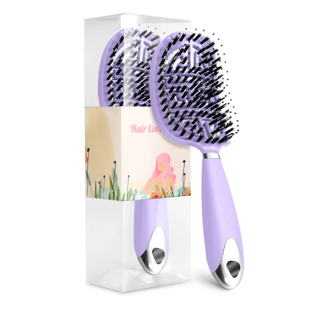 Denman Brush Boar Bristle Hair Brush Comb Scalp Massage Hair Brush Women Curly Detangler Styling Tools for Women'S Hair Brush