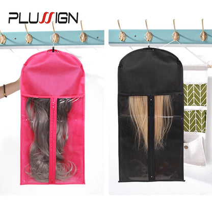 Wig Storage Bag with Hanger Holder Case Wigs Pouch Water Dust-Proof Organizer Protect for Professional Hair Extensions