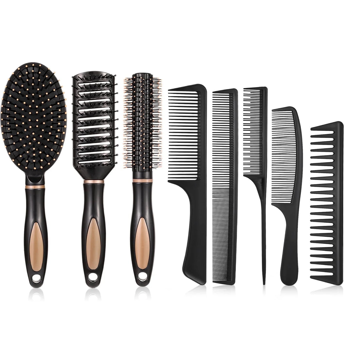 8 Pieces Detangling Styling Comb Set, anti Static Massage Oval Comb, Rat Tail Comb, Wide Tooth Detangling Comb for Women Men Straight, Curly All Hair Types