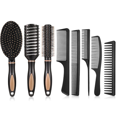 8 Pieces Detangling Styling Comb Set, anti Static Massage Oval Comb, Rat Tail Comb, Wide Tooth Detangling Comb for Women Men Straight, Curly All Hair Types