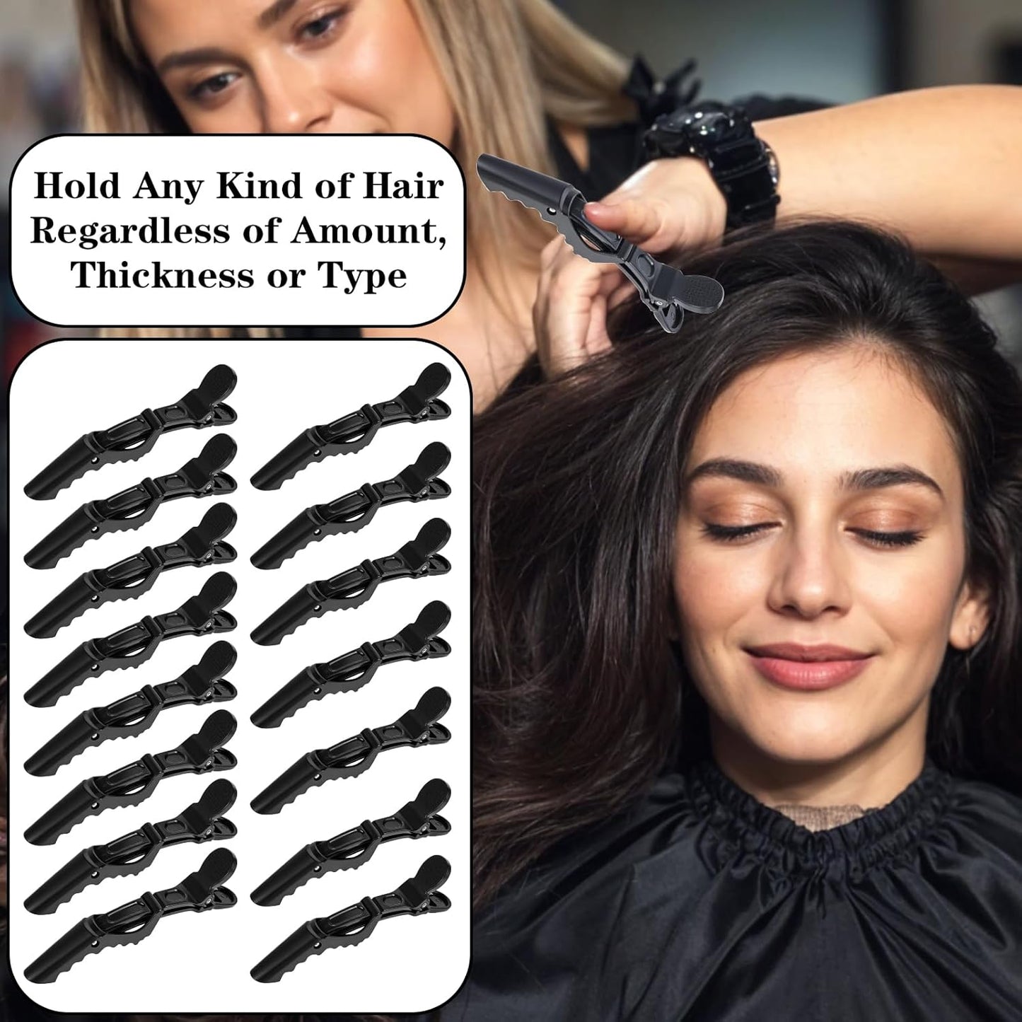 15Pcs Alligator Hair Clip for Styling Sectioning，Hair Sectioning Clips for Women Black Hair Clips for Styling Sectioning for Thick Hair Professional Hair Salon Quality Crea Clips for Haircut