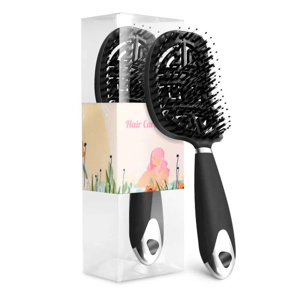 Denman Brush Boar Bristle Hair Brush Comb Scalp Massage Hair Brush Women Curly Detangler Styling Tools for Women'S Hair Brush